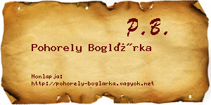 Pohorely Boglárka névjegykártya